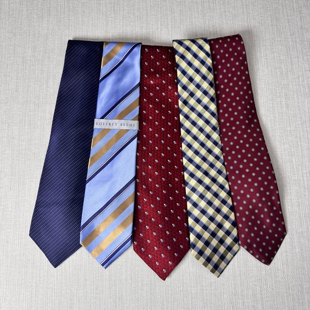 Geoffrey Beene Vintage Classic Multicolor Silk Tie Bundle Tommy Hilfiger Puritan